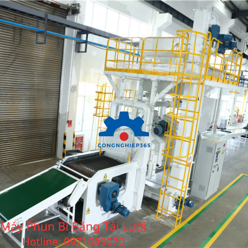 Máy Phun Bi Tự Động Băng Tải Lưới
