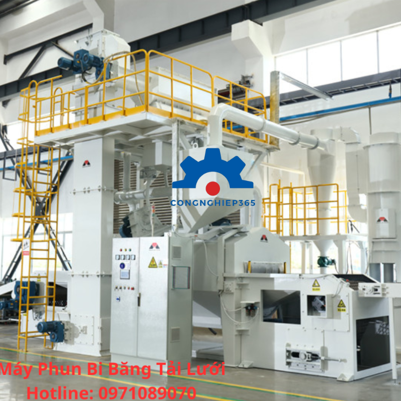 Máy Phun Bi Tự Động Băng Tải Lưới