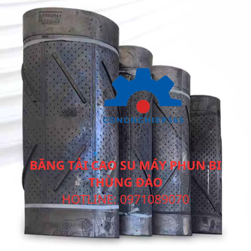Băng Tải Cao Su Máy Phun Bi Thùng Đảo